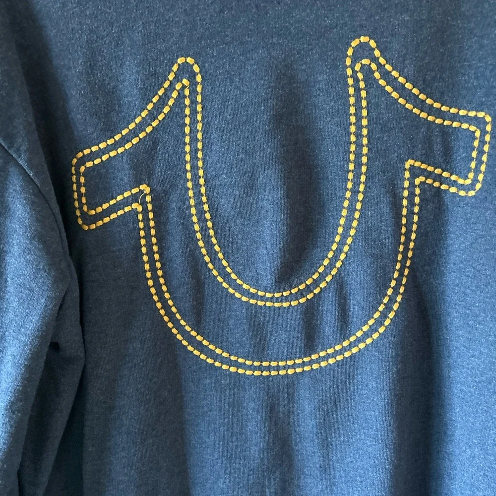 True Religion Unisex Hoodie Classic Buddha Logo, Navy Blue, Large, EUC